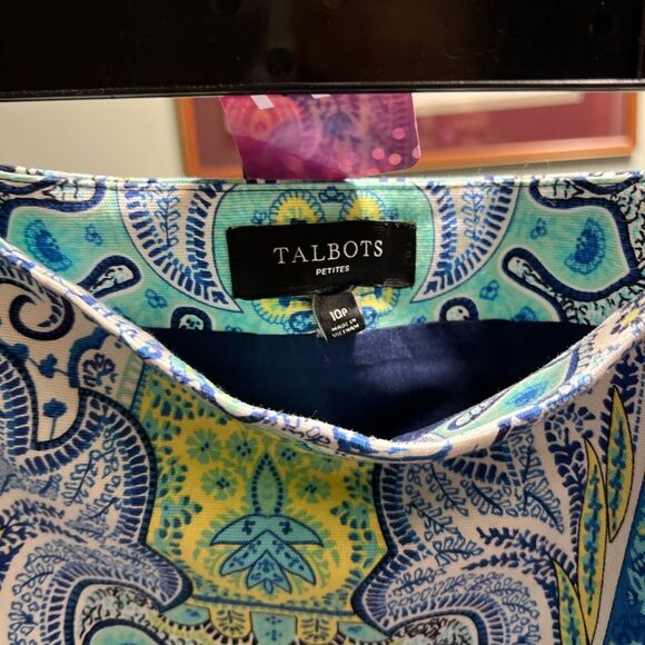 Talbots Vibrant Blue and Yellow Pencil Skirt #DO197 - Picture 2 of 6